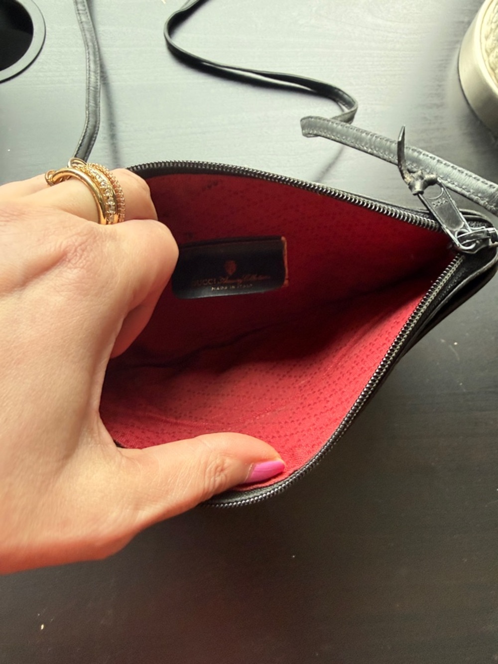 Gucci Black Monogram Crossbody with Gold-Tone Logo - Picture 8 of 11